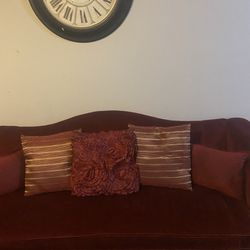 Red Velvet Couch $50