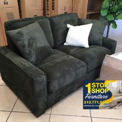 Gorgeous! 2-pc Sofa Set Loveseat & Sofa Forest Green Corduroy