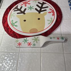 Christmas Reindeer Plater With Server
