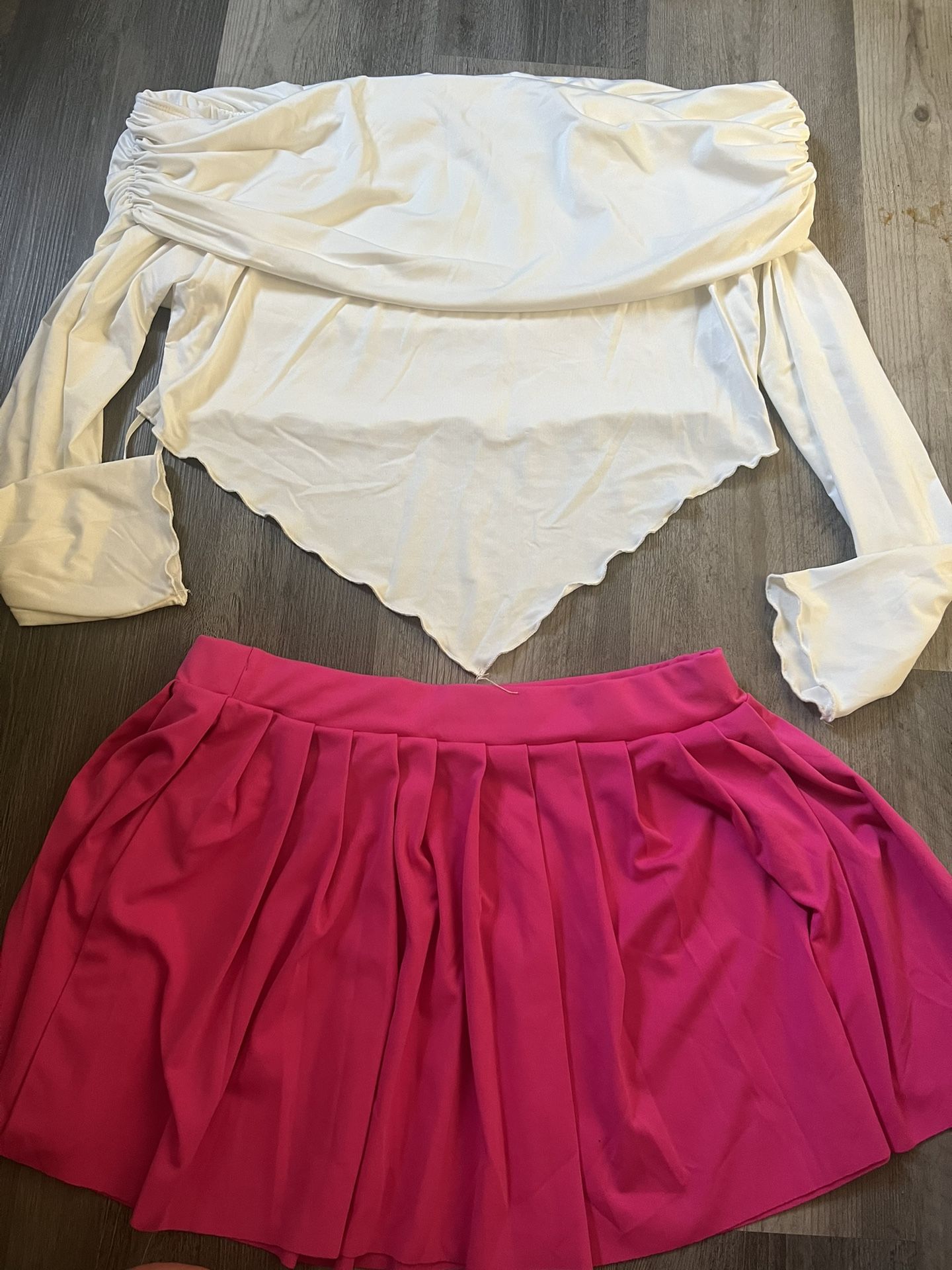 Women Plus Size Off Shoulder Top & Mini Skirt