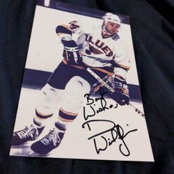 Autographed Photo Of Blues Hockey Player From Over 30 Years Ago 