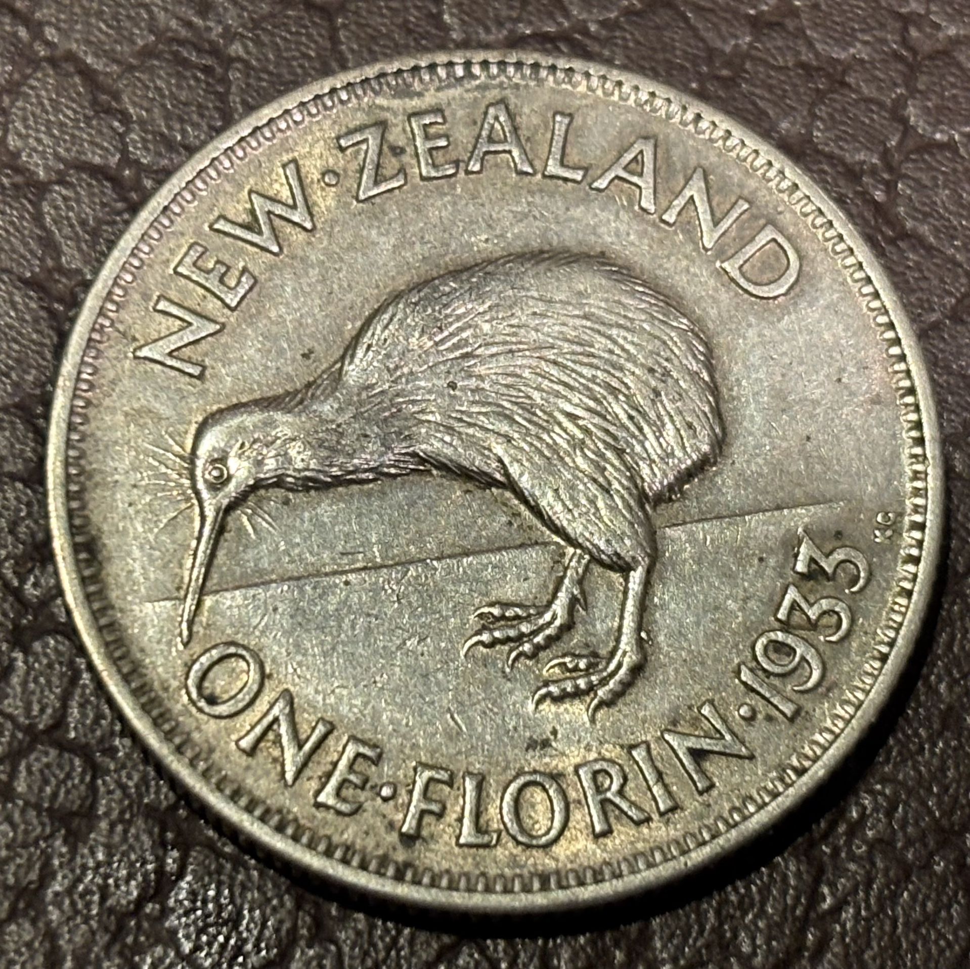One Florin 1933. Coin Of New Zealand. Vintage