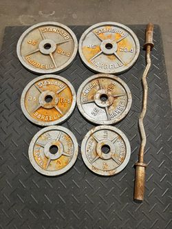 Olympic Weights with Curling Bar