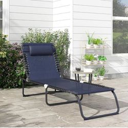 Folding Chaise Lounge Pool Chair, Patio Sun Tanning Chair, Outdoor Lounge Chair with 4-Position Reclining Back, Breathable Mesh Seat for Beach, Yard, 