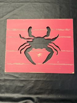 Rustic Wood Crab Cutout Wall Sign