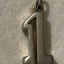Vintage Silver Colored #1 Charm For Necklace Or Bracelet