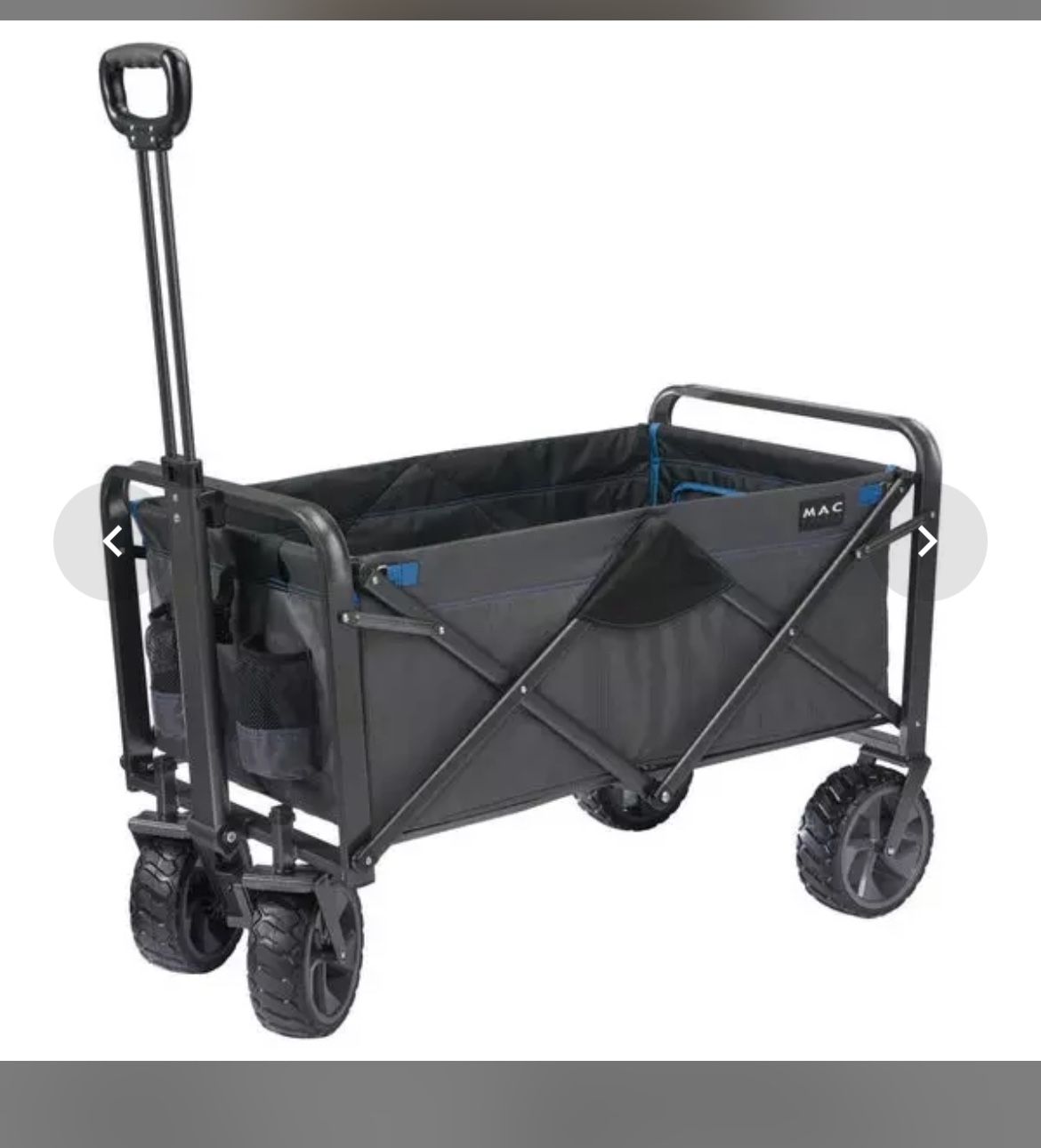 Mac Sports XL Folding Wagon With Brakes.Maximum Load 350 Lb.All-Terrain Wheels.Back Unzips For Longer Cargo.