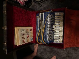 Vintage Blue Piano Accordion with Hard Case