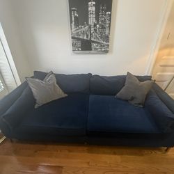 Title: Deep Blue Modern Sofa – Clean, Comfortable, Stylish | prince includes delivery in nyc area