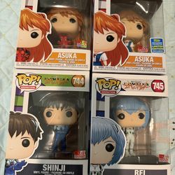 Funko pops Evangelion Asuka Rei Shinji Asuka limited edition