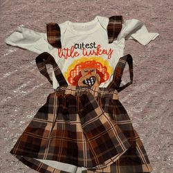 Thanksgiving Outfit, Baby Girls Plaid Long Sleeve Triangle Romper & Suspender Skirt Set For Spring And Autumn