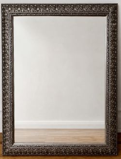 34" x 27" Vintage Ornate Wall Mirror – Antique Style Silver  Embossed Framed Mirror Large
