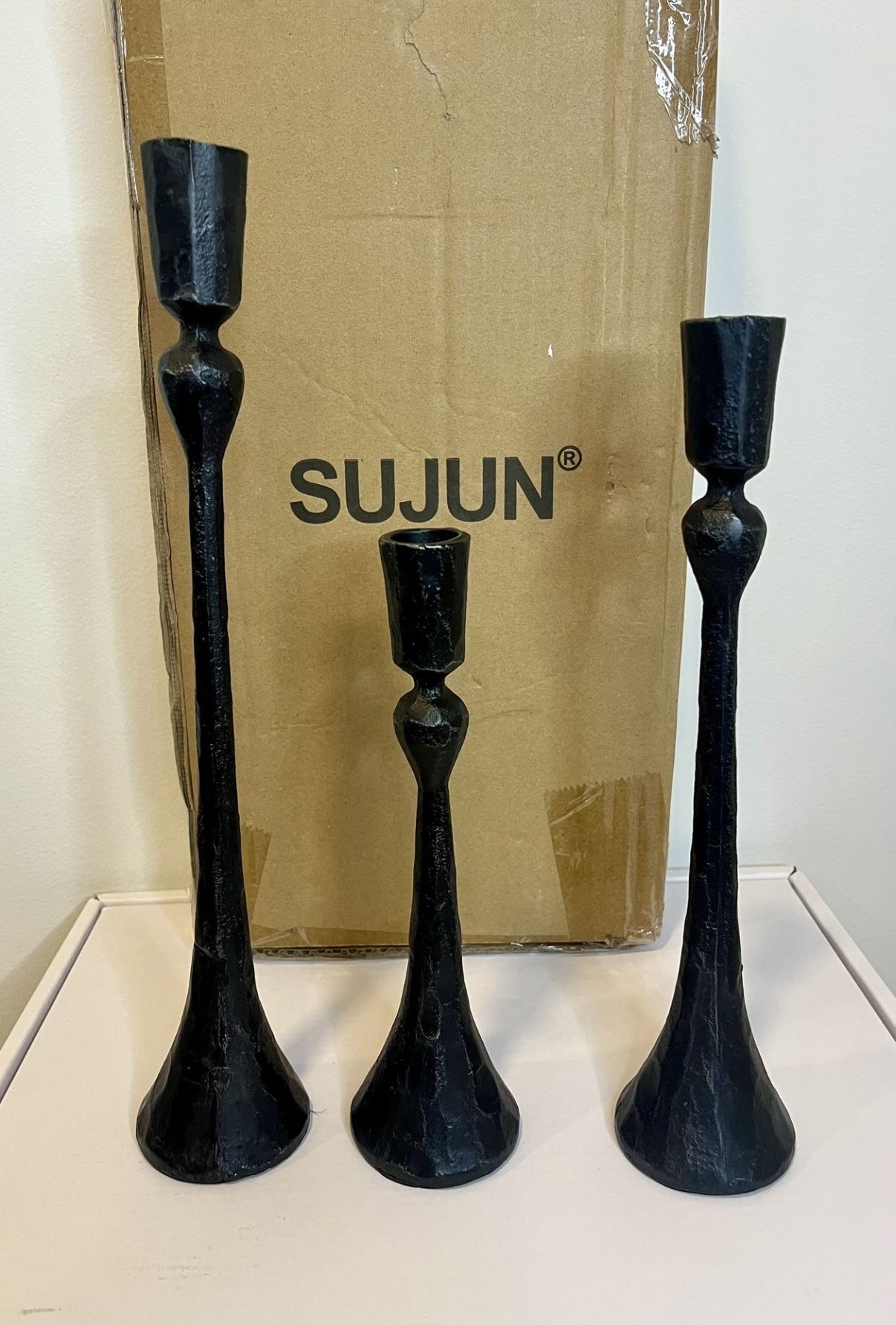 Vintage Cast Iron Taper Candle Holder - Set of 3 Decorative Candle Stand, Candlestick Holder for Wedding, Dinning, Party N Reg. Retail $59.99
