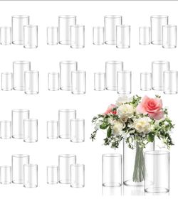 36pcs Glass Vase Cylinder for Centerpieces 4,4.7,6Inch Tall Small Flower Glass Clear Home Decor Centerpiece Table Flower Vase Decorations for Wedding＆