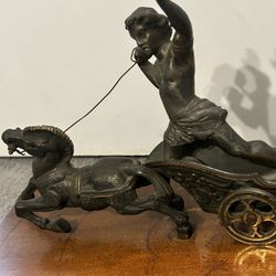 Bronze Statue Chariot And Young Boy 
