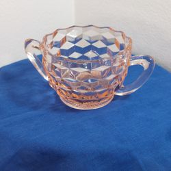 Vintage Pink Depression Glass Jeanette Cubist Design Open Sugar Bowl *Mint*