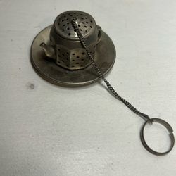 Vintage Teapot Tea Strainer & Underplate Stainless Japan Tiny 