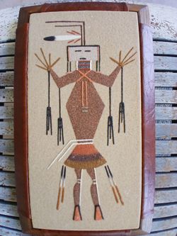 Vintage Navajo Sand Painting Pair by Harry Begay