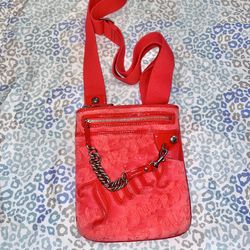 Vintage Rare Red Juicy Couture Purse Crossbody Bag Handbag Velour Y2K 