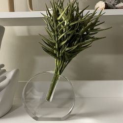 Z Gallerie Clear Vase With Faux Plant 