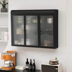 Newly Assembled Bathroom 3 Door Wall Mounted Glass Cabinet Wide Top Narrow Bottom Design Medicine Cabinet