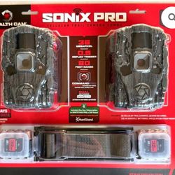 Trail Camera Stealth 2 Pk Sonix Pro 36 MP Cellular Dual Sim 80 ft. Range 32GB SD