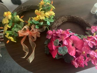 Decorative Floral Grapevine Wreaths Set of 2