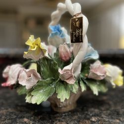 Vintage Capodimonte Flowers in a Basket 