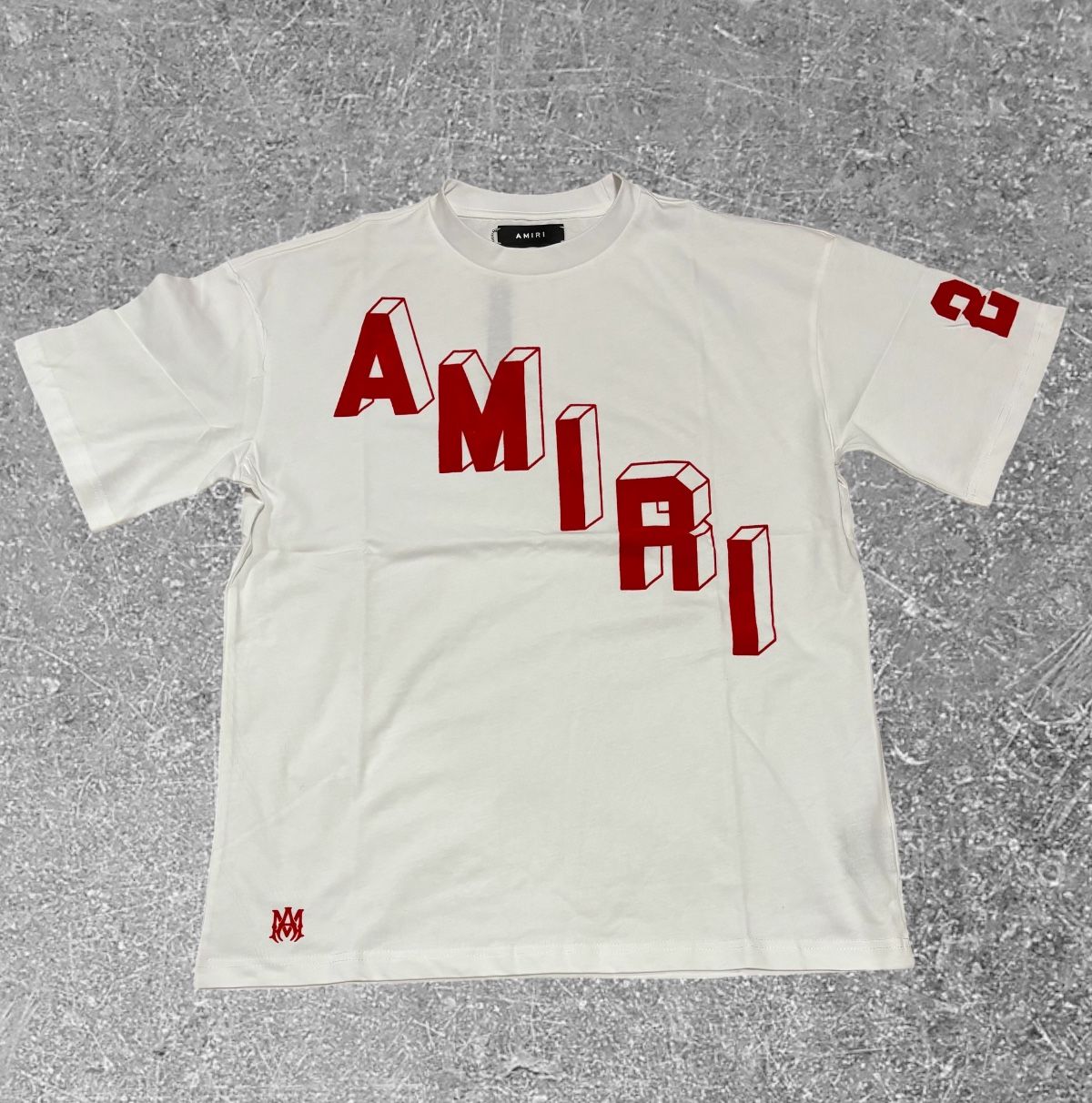 Brand New Red Amiri Spellout Logo White T-Shirt Mens Large