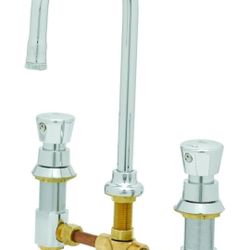T&S Brass B-2820 Deck Mount 8-Inch Centers Rigid Gooseneck Metering Faucet with Stream Regulator
