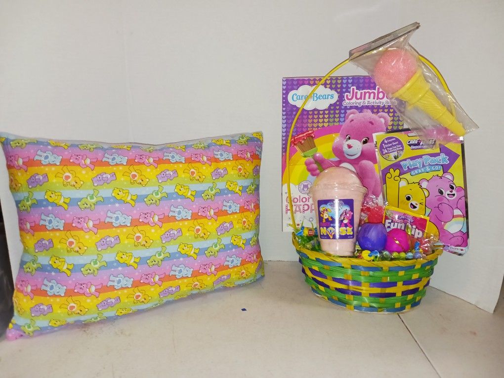 Care Bear Themed Easter Basket With Handmade Pillow