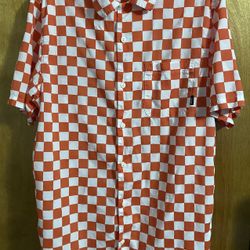 VANS OFF THE WALL SHIRT - Size Small - White and Orange Button Up Short Sleeve