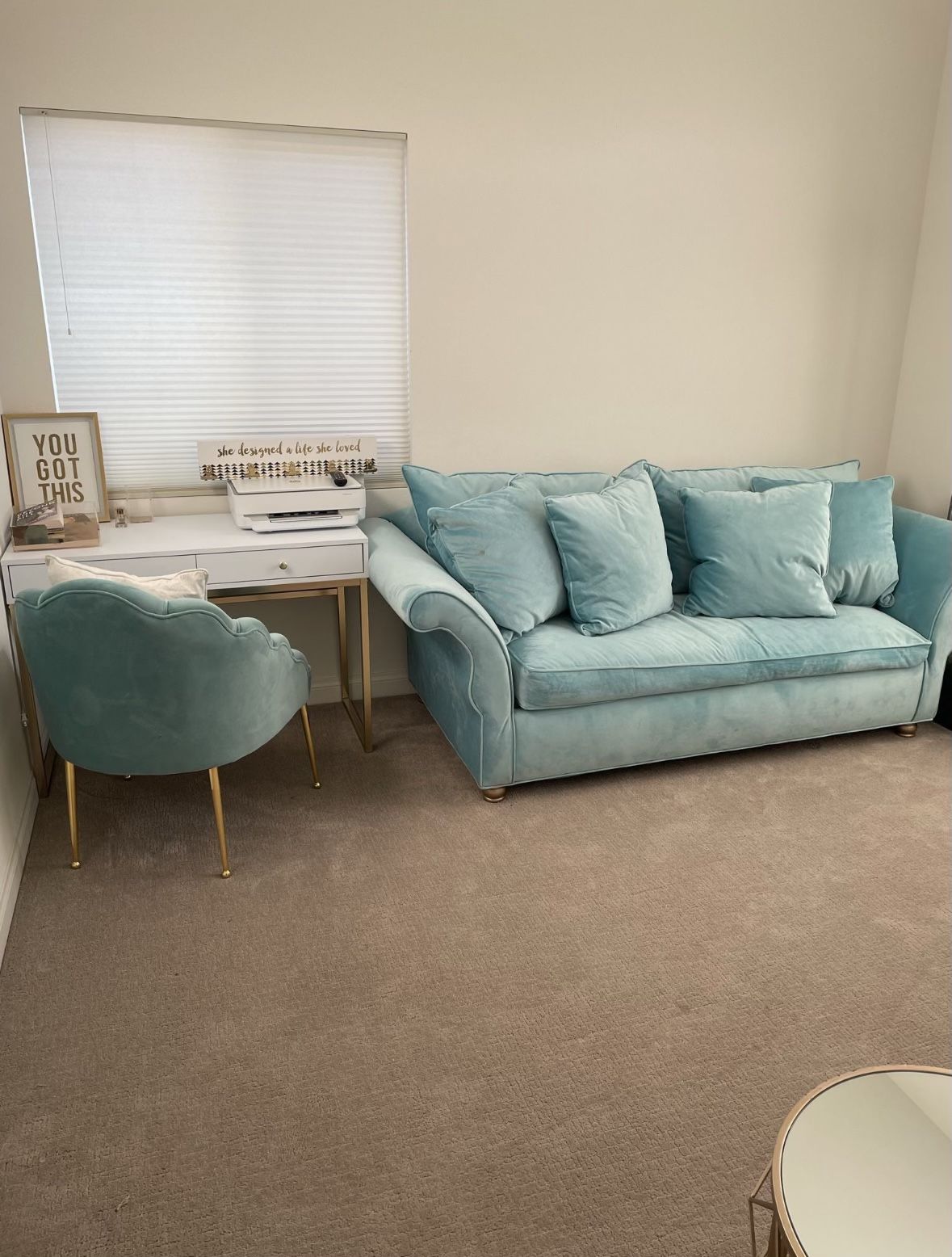 Custom Upholstered Couch W/pullout Bed& Matching Chair