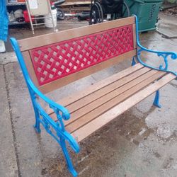 Yard metal &Wood Patio Bench 