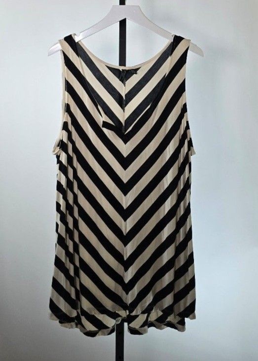 Sleeveless Summer Drape V Neck Stripe Top Plus Size 3X