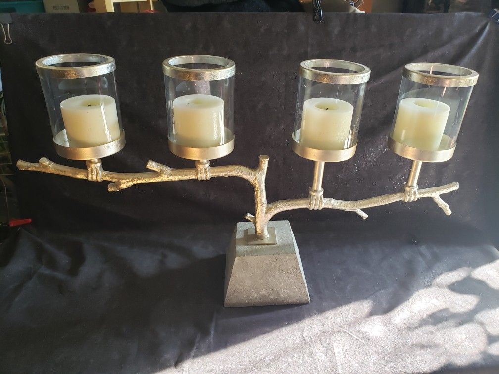 Metal And Glass Candle Holder