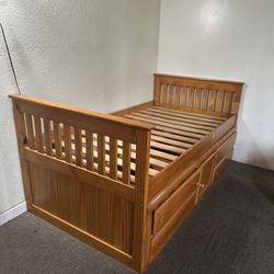 Solid Wood Twin Captain Bed
