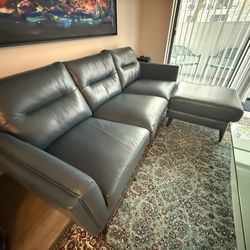 Leather Sofa With Ottoman 