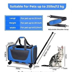 Prokei Cat Carrier with Wheels for Dogs, Telescopic Handle Pet Travel Bag