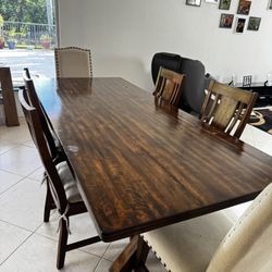 Large Solid Wood Table With 6 Chairs Obo