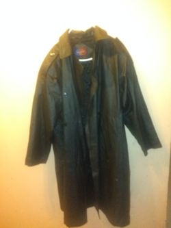 Men's Black Leather Trench Coat