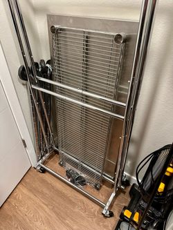Set (2) Chrome Expanding Rolling Clothing Racks New