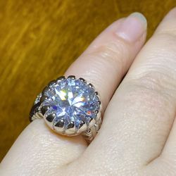 Stunning! NWOT Huge faux diamond 925 bling ring size 6 #0659 marked 925