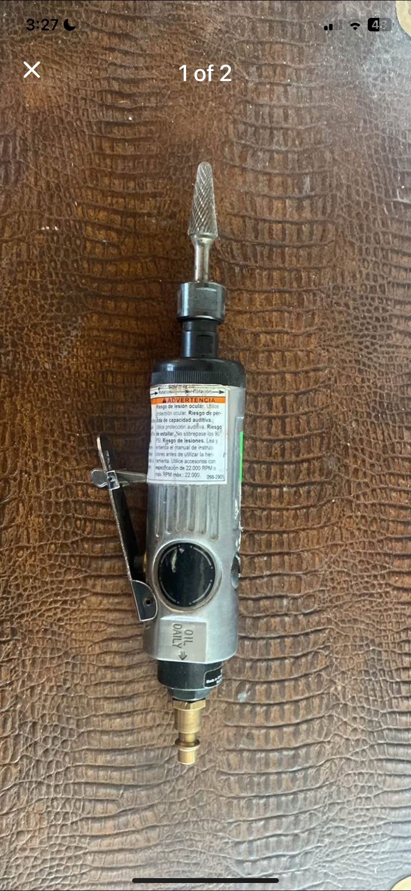 1/4" STRAIGHT PNEUMATIC DIE GRINDER WORKS GREAT