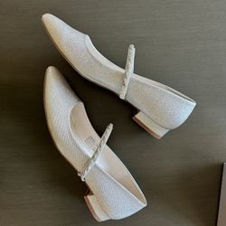 Size 10 Silver Sparkly Dress Shoes For Wedding 