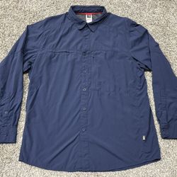 Men’s NORTH FACE ‘HyVent’ Navy Blue Nylon  Long Sleeve Outdoor Shirt - Size XL 