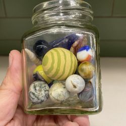 Vintage Marbles In Jar