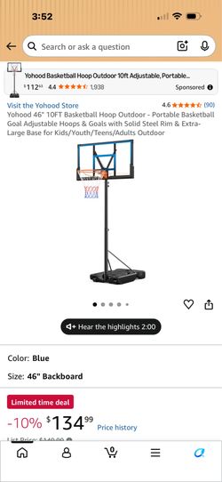 (BRAND NEW) STILL IN BOX/Yohoood Basketball Hoop Outdoor 10ft Adjustable Portable Goal System/KO-DLZ