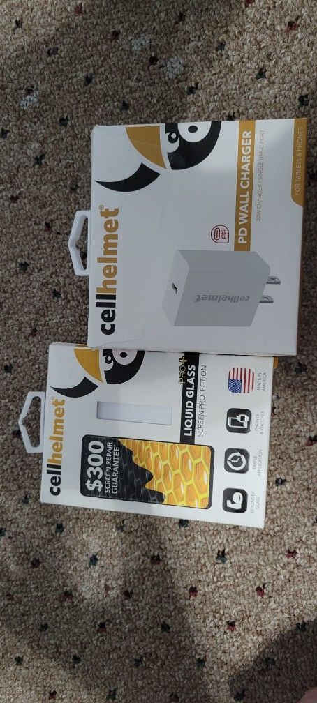 Wall Charger And Liquid Glass Screen Protector From Cellhelmet