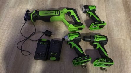 Cordless drill,impact,sawzall an flash light